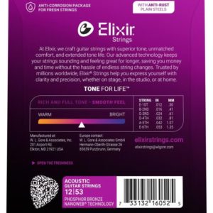 Elixir Nanoweb Phosphor Bronze Acoustic Guitar Strings