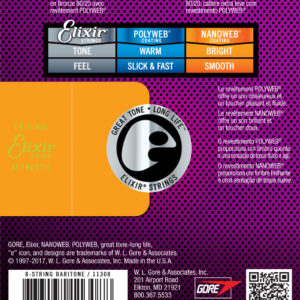 Elixir Baritone 8 String 80/20 Acoustic Guitar Set