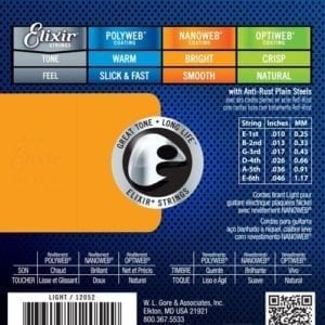 Elixir 12052 Nanoweb 10-46 Electric Guitar Strings