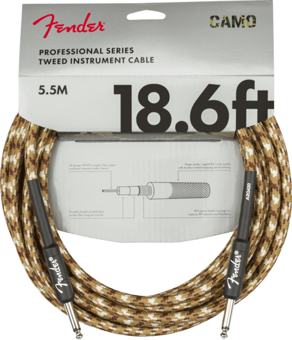 Fender 18.6ft Professional Instrument Cable Braided Camo