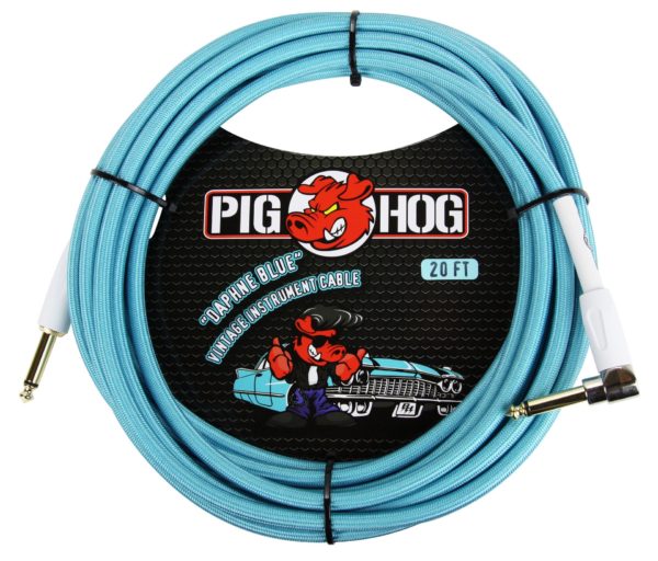 Pig Hog 20ft Woven Instrument Cable Right Angle Plug - Image 4