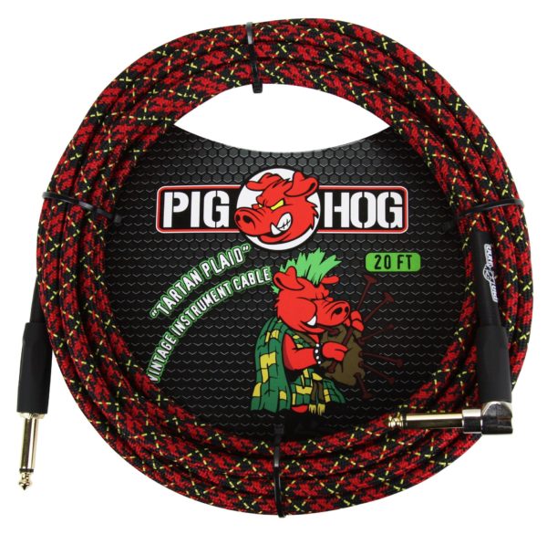 Pig Hog 20ft Woven Instrument Cable Right Angle Plug - Image 5