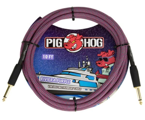 Pig Hog Vintage Series 10ft Woven Instrument Cable Riviera Purple