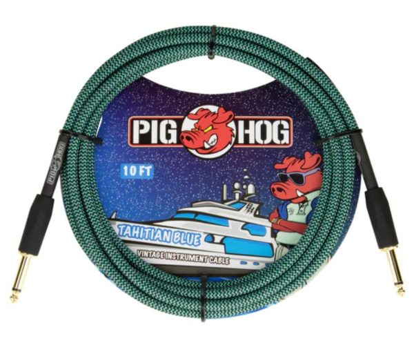 Pig Hog Vintage Series 10ft Woven Instrument Cable Tahitian Blue