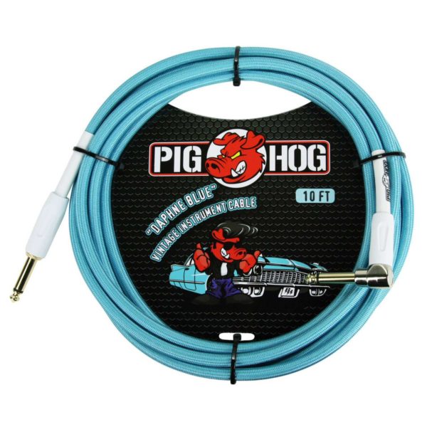 Pig Hog Vintage Series 10ft Woven Instrument Cable Right Angle Plug