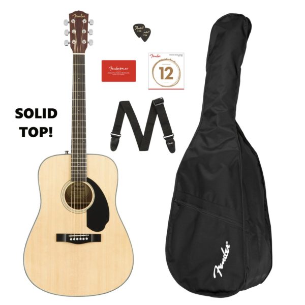 Fender CD-60S Solid Top Dreadnought Acoustic Guitar Pack