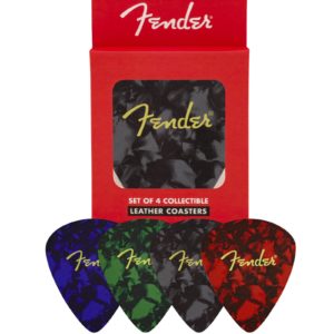 Fender Pick Shape Leather Coasters Multi-Colour