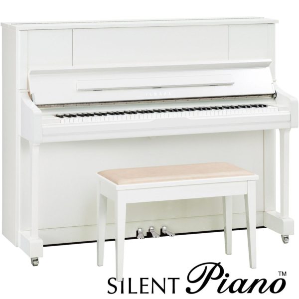 Yamaha U1J SC3 Silent Upright Piano Polished White