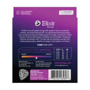 Elixir Nanoweb Phosphor Bronze Acoustic Guitar Strings 3-Pack