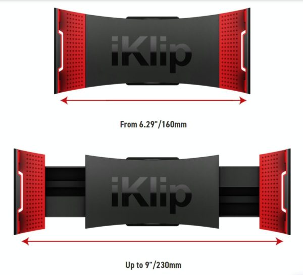iKlip 3 accomodates tablet widths from 16cm to 23cm