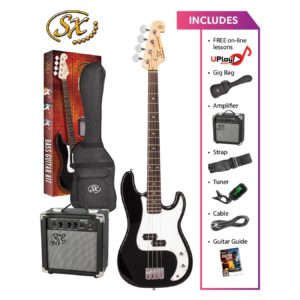 SX P Bass Guitar Pack Black