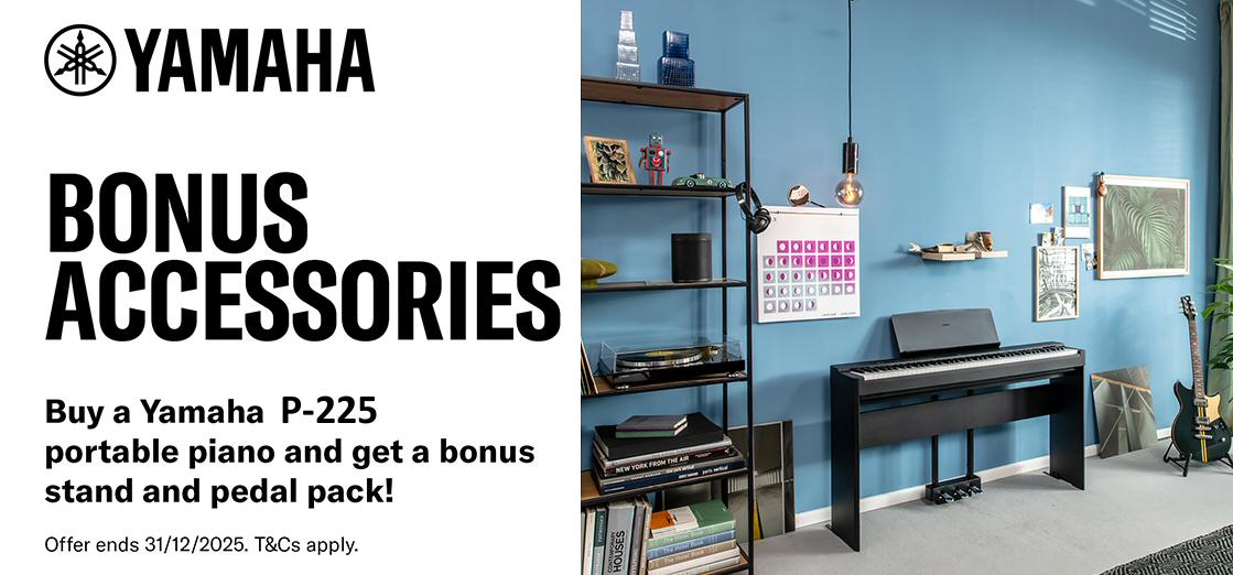 BONUS Free Stand and Pedals with Yamaha P-225 Digital Piano purchase